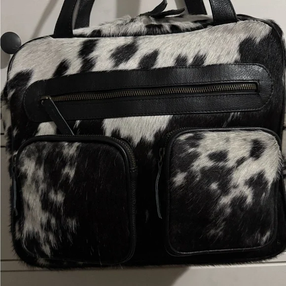 Cow fur hair calf leather satchel Brand New - Picture 5 of 12